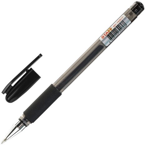 Ручка гелевая с грипом STAFF "Basic" GP-677, ЧЕРНАЯ, корпус тонированный, узел 0,5 мм, линия письма 0,35 мм, 143677