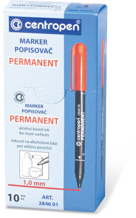 Маркер перманентный CENTROPEN 2846, КРАСНЫЙ, тонкий наконечник, 1 мм, 6 2846 9404