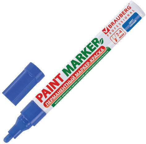 Маркер-краска лаковый (paint marker) 4 мм, СИНИЙ, БЕЗ КСИЛОЛА (без запаха), алюминий, BRAUBERG PROFESSIONAL, 150873
