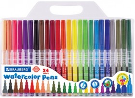 Фломастеры BRAUBERG "PREMIUM", 24 цвета, КОРПУС С ПЕЧАТЬЮ, вентилируемый колпачок, ПВХ-упаковка с европодвесом, 151944