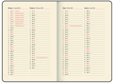 Ежедневник датированный 2025, А5, 138x213 мм, BRAUBERG "Metropolis Mix", под кожу гибкий, серый, 115862