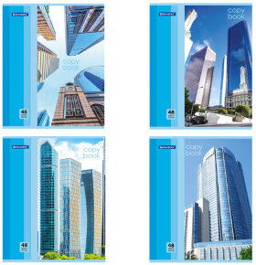 Тетрадь А5, 48 л., BRAUBERG, клетка, обложка картон, МЕГАПОЛИС, 402777