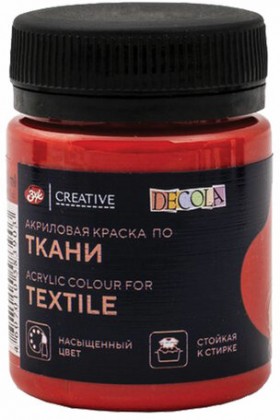 Краска по ткани акриловая &quot;Декола&quot;, банка 50 мл, красная, 4128331
