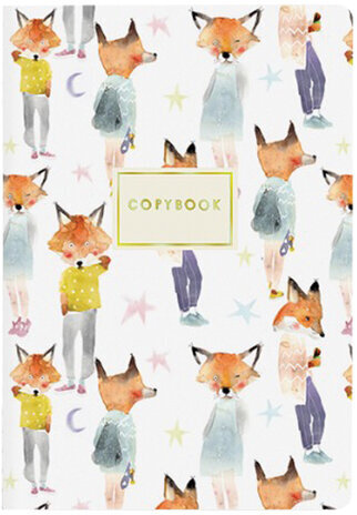 Тетрадь ЕВРО А5 40 л. BRUNO VISCONTI сшивка, клетка, Soft Touch, фольга, бежевая бумага 70 г/м2, "ЛИСЫ", 7-40-117