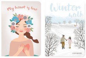 Тетради-скетчбуки 60 л. обложка SoftTouch, НАБОР 2 шт., бежевая бумага 70 г/м2, сшивка, B5 (179х250 мм), ROMANTIC, BRAUBERG, 403832