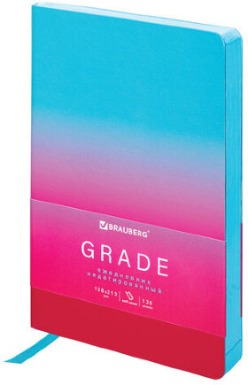 Ежедневник недатированный А5 138х213 мм, BRAUBERG GRADE, под кожу, 136 л., розовый-небесный, 114461