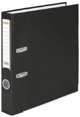 Папка-регистратор STAFF &quot;Profit&quot; с покрытием из ПВХ, 50 мм, с уголком, черная, СЪЕМНЫЙ МЕХАНИЗМ, 272011