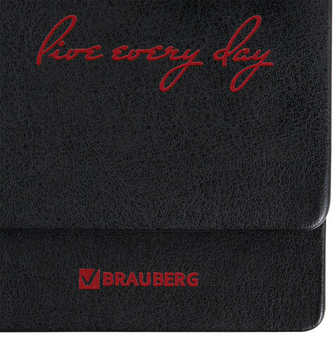 Планинг датированный 2024 305х140 мм, BRAUBERG "Chameleon", под кожу, черный/красный, 114818