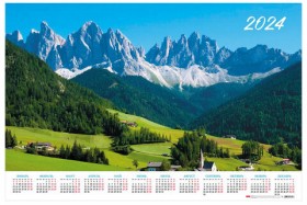 Календарь настенный листовой на 2024 г., формат А1 90х60 см, &quot;Зеленая долина&quot;, HATBER, Кл1_29929
