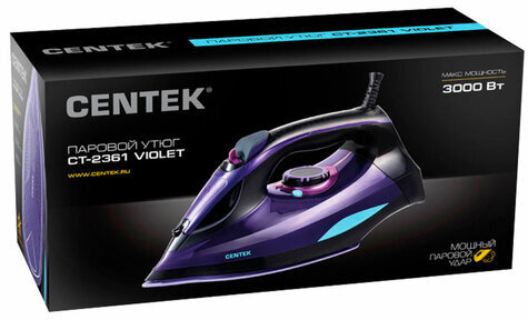 Утюг CENTEK CT-2362, 3000Вт, керамическое покрытие, антикапля, антинакипь, красный, CT-2361 VIOLET
