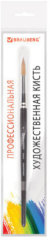 Кисть художественная проф. BRAUBERG ART CLASSIC, синтетика мягкая под колонок, кругл, № 7, кор руч, 200692