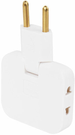 Сетевой тройник ПОВОРОТНЫЙ, 3 розетки, без заземления, без шторок, белый, УТ000038668