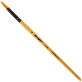 Кисть ПИФАГОР, СИНТЕТИКА, круглая, № 5, деревянная лакированная ручка, с колпачком, 200845