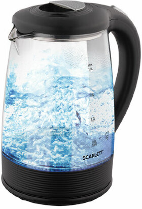 Чайник SCARLETT SC-EK27G68, 1,9 л, 1500 Вт, закрытый нагревательный элемент, стекло, черный