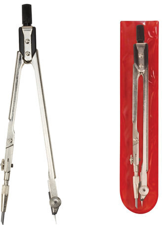 Циркуль для старших классов/студентов, 155 мм, стальной, никелированный, чехол ПВХ, GLOBUS, ЦЧ-70-10