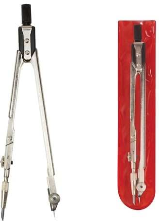 Циркуль для старших классов/студентов, 155 мм, стальной, никелированный, чехол ПВХ, GLOBUS, ЦЧ-70-10