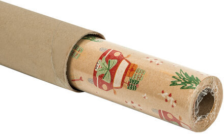 Бумага упаковочная крафт BIG SIZE новогодняя "XMAS Car", 0,7х10 м, ЗОЛОТАЯ СКАЗКА, 592194