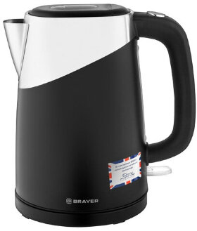 Чайник BRAYER BR1023BK, 1,7 л, 2150 Вт, закрытый нагревательный элемент, сталь, черный