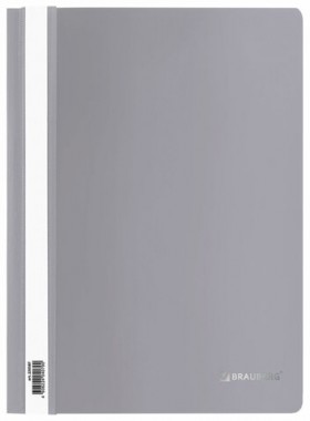 Скоросшиватель пластиковый BRAUBERG, А4, 130/180 мкм, серый, 220387