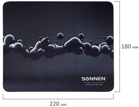Коврик для мыши SONNEN "DROPS", резина + ткань, 220х180х3 мм, 513290
