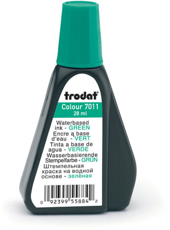Краска штемпельная TRODAT, зеленая, 28 мл, на водной основе, 7011з, 52975