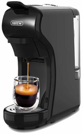 Кофемашина капсульная 4 в1 NESPRESSO/DOLCEGUSTO/чалды/молотый HIBREW H1A, 1450 Вт, объем 0,7 л, черная