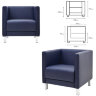 Кресло мягкое "Атланта", "М-01", 700х670х715 мм, c подлокотниками, экокожа, темно-синее