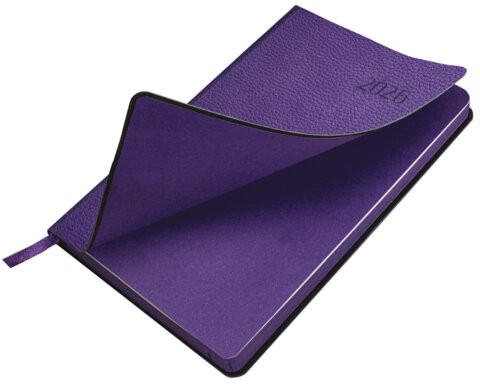 Ежедневник датированный 2026 А5 138x213 мм, BRAUBERG "Stylish", под кожу, гибкий, фиолетовый, 117100