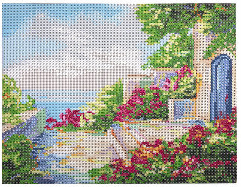 Картина стразами (алмазная мозаика) 30х40 см, ОСТРОВ СОКРОВИЩ "Домик у моря", без подрамника, 662400