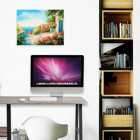 Картина стразами (алмазная мозаика) 30х40 см, ОСТРОВ СОКРОВИЩ "Домик у моря", без подрамника, 662400