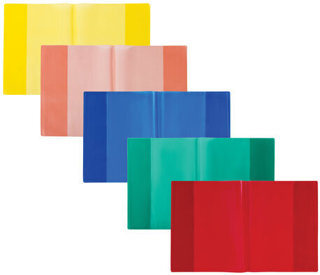 Обложки КОМПЛЕКТ 10 шт., для тетрадей, дневников ЮНЛАНДИЯ, ПВХ, ЦВЕТНЫЕ, МАТОВЫЕ, 100 мкм, 208x346 мм, 229309