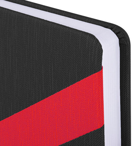 Ежедневник недатированный А5 138x213 мм BRAUBERG "Waves" под кожу, застежка 160 л., черный/красный, 111876