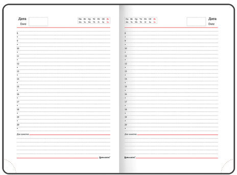 Ежедневник недатированный А5 138x213 мм BRAUBERG "Waves" под кожу, застежка 160 л., черный/красный, 111876