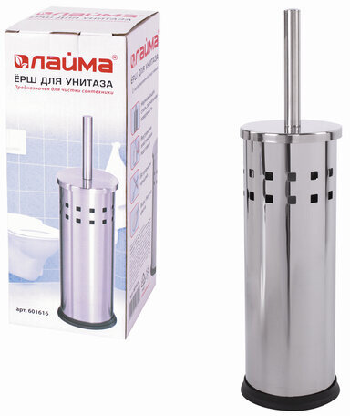 Ерш для унитаза LAIMA, с подставкой, нержавеющая сталь, зеркальный, 601616