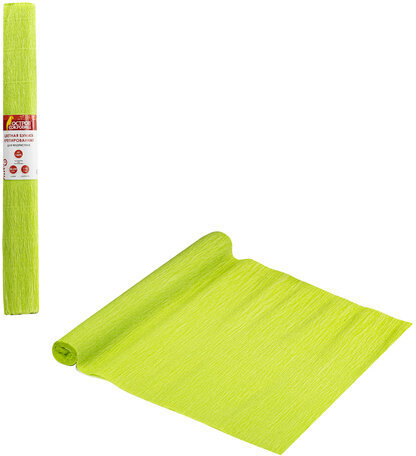 Бумага гофрированная/креповая, 110 г/м2, 50х250 см, светло-зеленая, в рулоне, ОСТРОВ СОКРОВИЩ, 112539