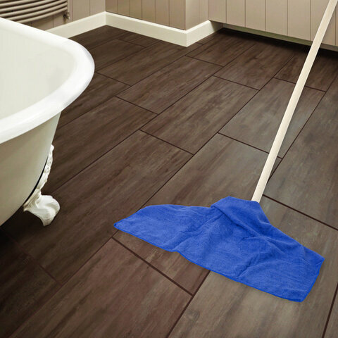 Тряпки для мытья пола, КОМПЛЕКТ 3 шт., микрофибра, 50х60 см, синие, ЛЮБАША ЭКОНОМ, 603944