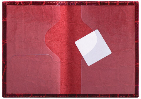 Обложка для паспорта натуральная кожа Croc, "PASSPORT", красная, BRAUBERG, 237180