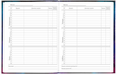 Дневник 5-11 класс 48 л., твердый, BRAUBERG, глянцевая ламинация, с подсказом, "Space cat", 106865