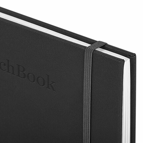 Скетчбук для графики и маркеров, "БРИСТОЛЬ" 200 г/м2, 195х195 мм, 32 л., КОЖЗАМ, BRAUBERG ART, Черный, 115100