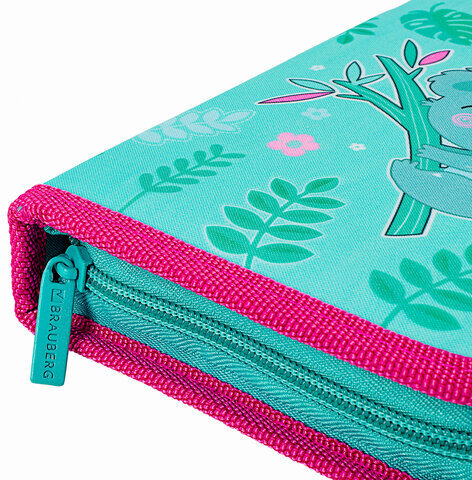 Пенал BRAUBERG, 1 отделение, 1 откидная планка, полиэстер, 21х14 см, "Koala", 270307