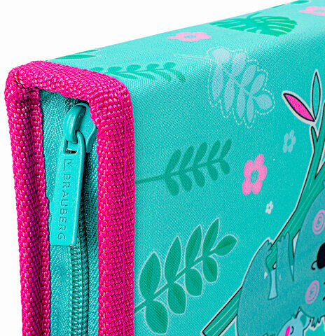 Пенал BRAUBERG, 1 отделение, 1 откидная планка, полиэстер, 21х14 см, "Koala", 270307