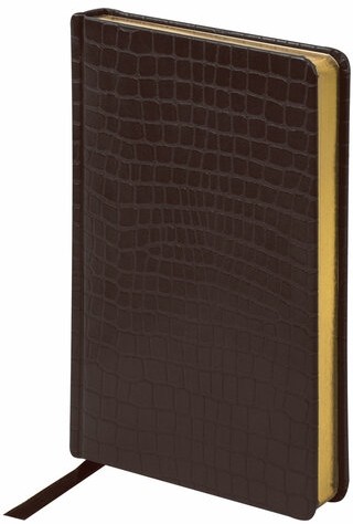 Ежедневник полудатированный А5 (138х213 мм) BRAUBERG "Alligator", под кожу, 192 л., коричневый, 124986