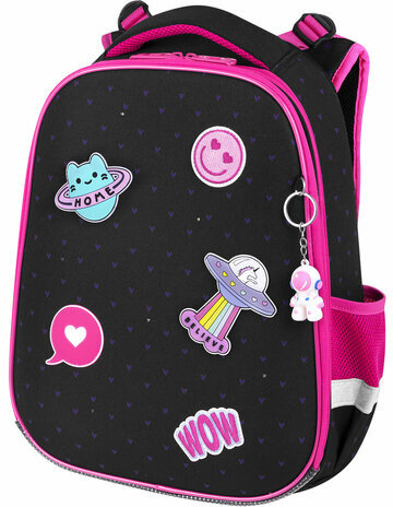 Ранец BRAUBERG PREMIUM, 2 отделения, с брелоком, "Space sweets", LED-ЛАМПОЧКИ, 38х29х16 см, 272020