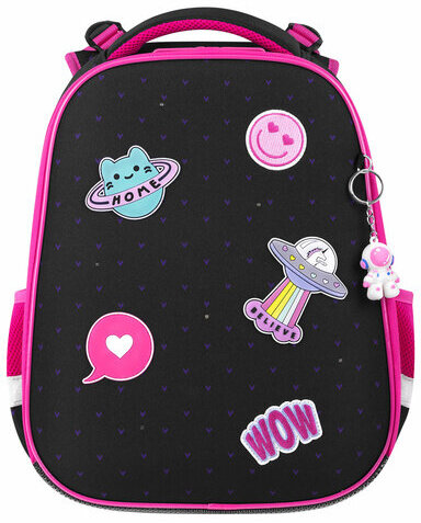 Ранец BRAUBERG PREMIUM, 2 отделения, с брелоком, "Space sweets", LED-ЛАМПОЧКИ, 38х29х16 см, 272020