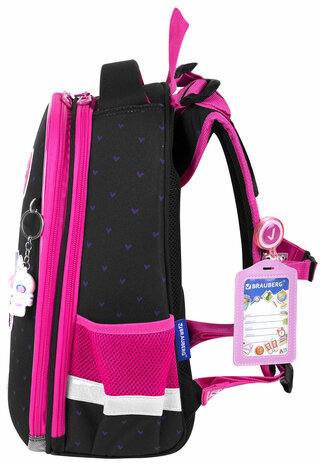 Ранец BRAUBERG PREMIUM, 2 отделения, с брелоком, "Space sweets", LED-ЛАМПОЧКИ, 38х29х16 см, 272020