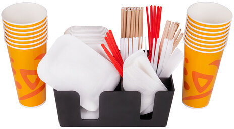 Подставка-органайзер барная (шесть отделений) для салфетки, сахара, размешивателей, зубочисток, трубочек, ложечек, LAIMA, 608100