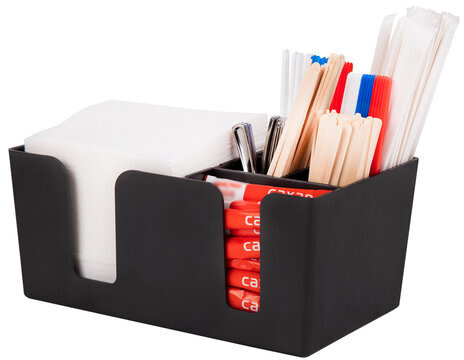 Подставка-органайзер барная (шесть отделений) для салфетки, сахара, размешивателей, зубочисток, трубочек, ложечек, LAIMA, 608100