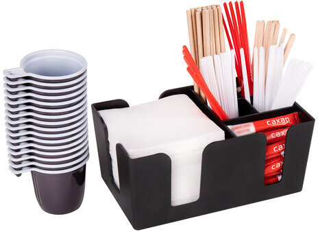 Подставка-органайзер барная (шесть отделений) для салфетки, сахара, размешивателей, зубочисток, трубочек, ложечек, LAIMA, 608100