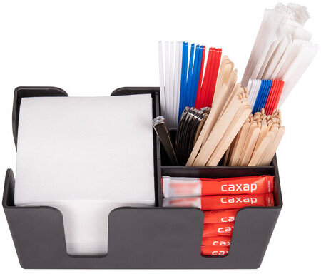 Подставка-органайзер барная (шесть отделений) для салфетки, сахара, размешивателей, зубочисток, трубочек, ложечек, LAIMA, 608100