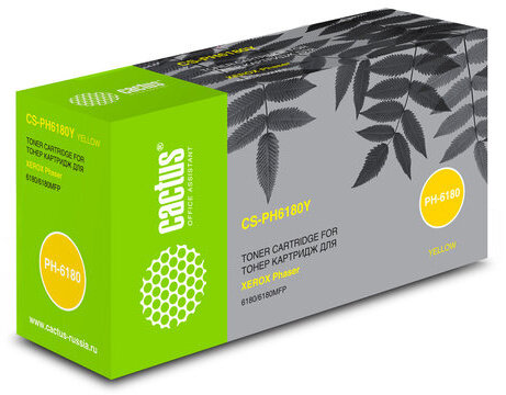 Тонер-картридж CACTUS (CS-PH6180Y) для XEROX Phaser 6180/6180MFP, желтый, ресурс 8000 стр.
